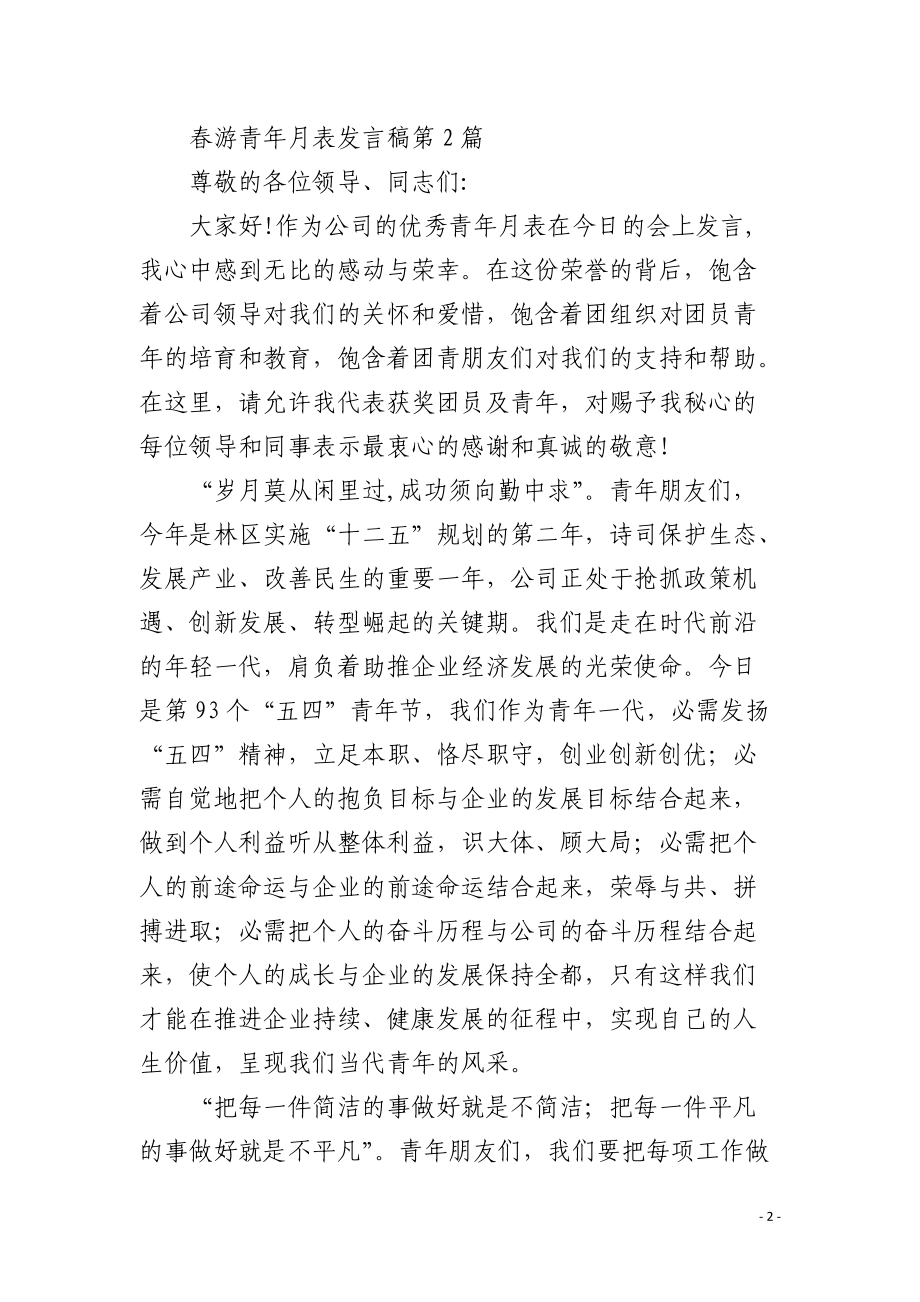 踏青青年代表发言稿.docx_第2页