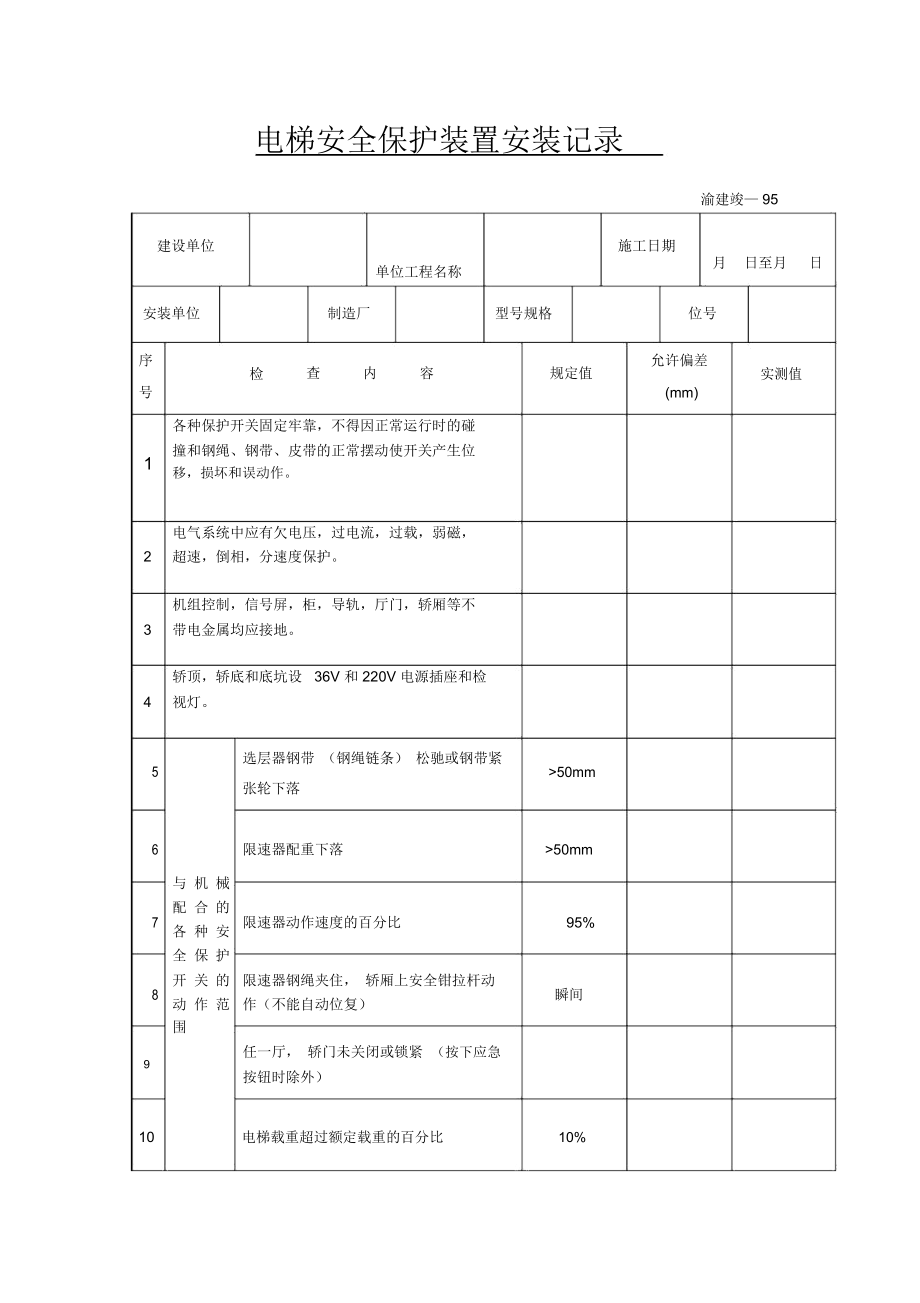 电梯安全保护装置安装记录.docx_第1页