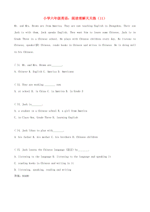 六年级英语 阅读理解天天练11-12.doc