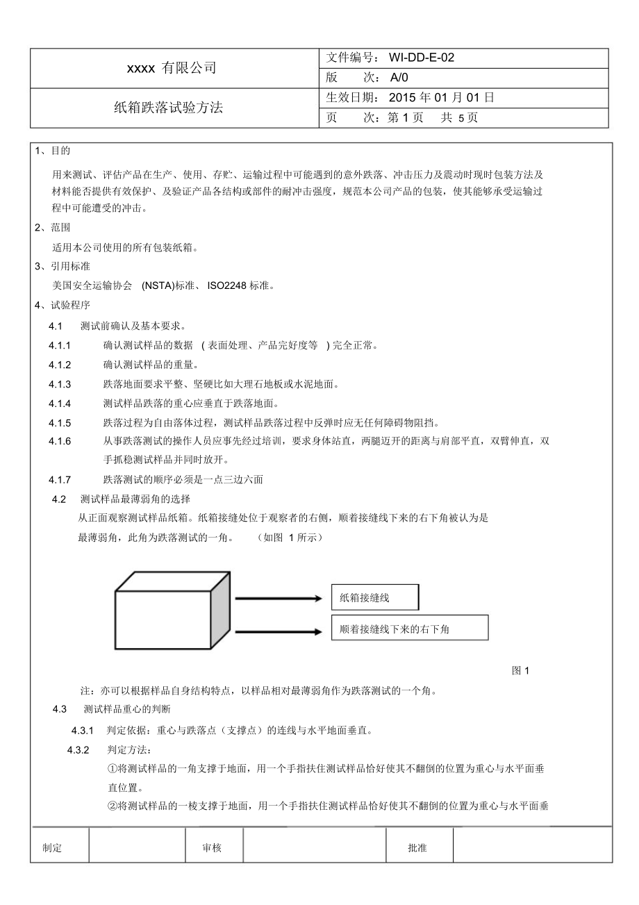 纸箱跌落试验方法-规范性文件.docx_第1页