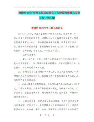 检验科2018年终工作总结范文1与检验科质量与安全工作计划汇编.docx