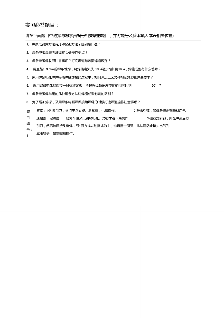 IWE实习报告-焊条焊.doc_第1页