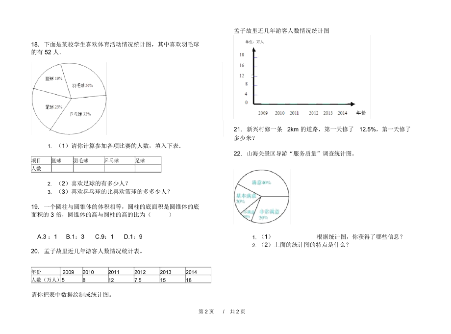 期末练习六年级摸底下学期小学数学期末模拟试卷C卷练习题.docx_第2页