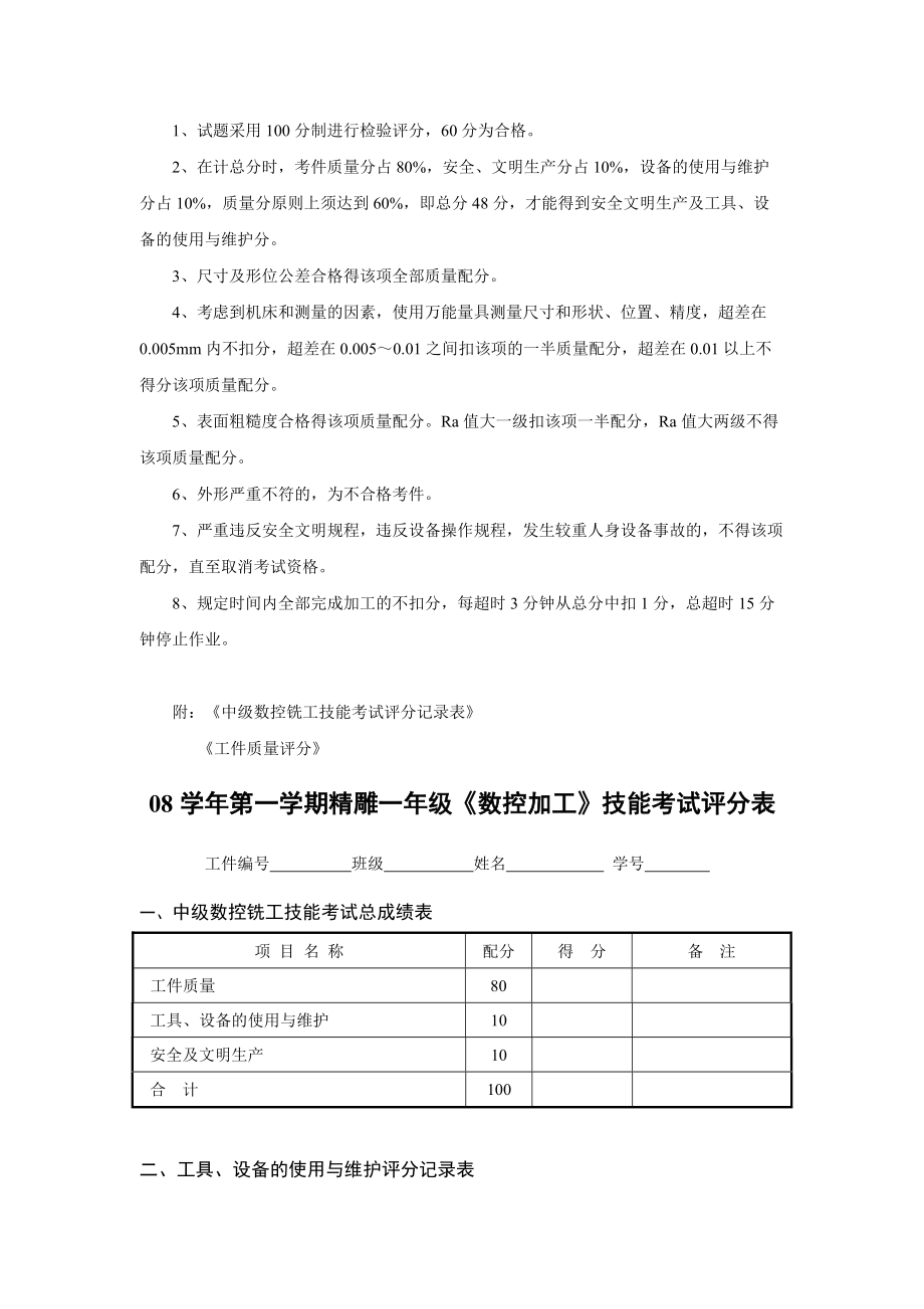 08学年第一学期精雕一年级《数控加工》技能考试卷.docx_第2页