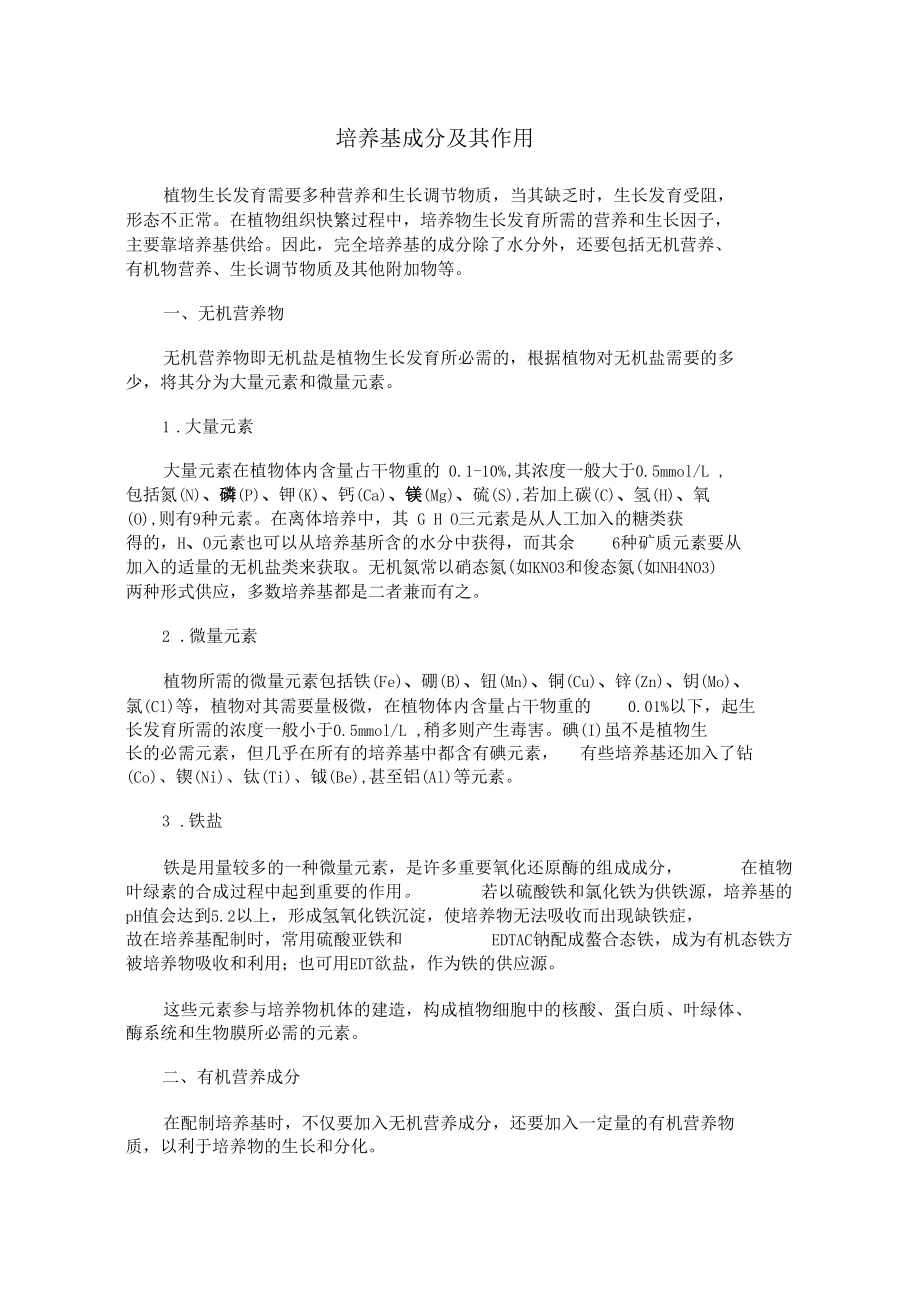 培养基成分及其作用.docx_第1页