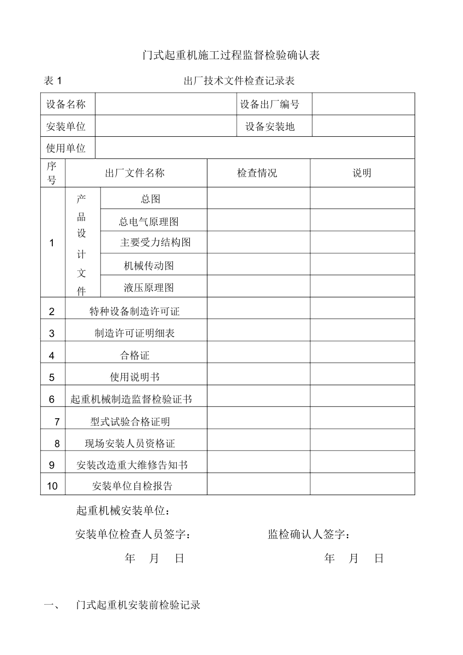 门式起重机械施工过程监督检验确认表.docx_第1页