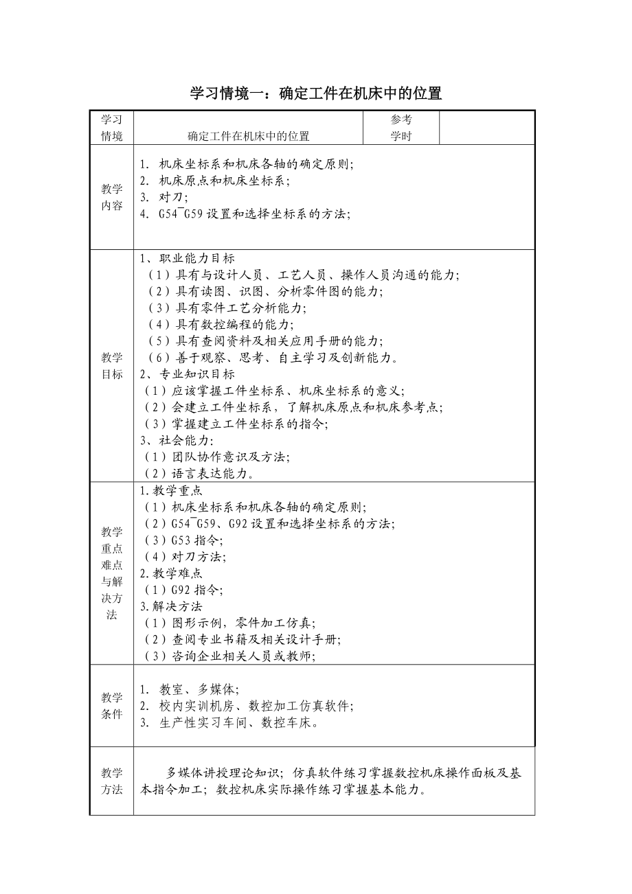 数控加工工艺与编程铣项目一教案.docx_第1页