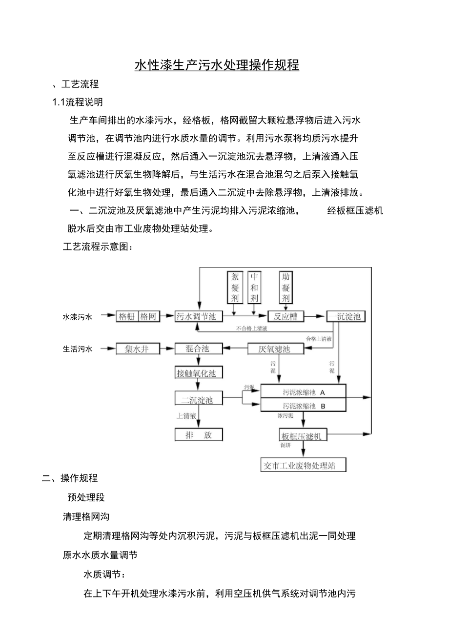 水性漆生产污水处理操作规程.doc_第1页