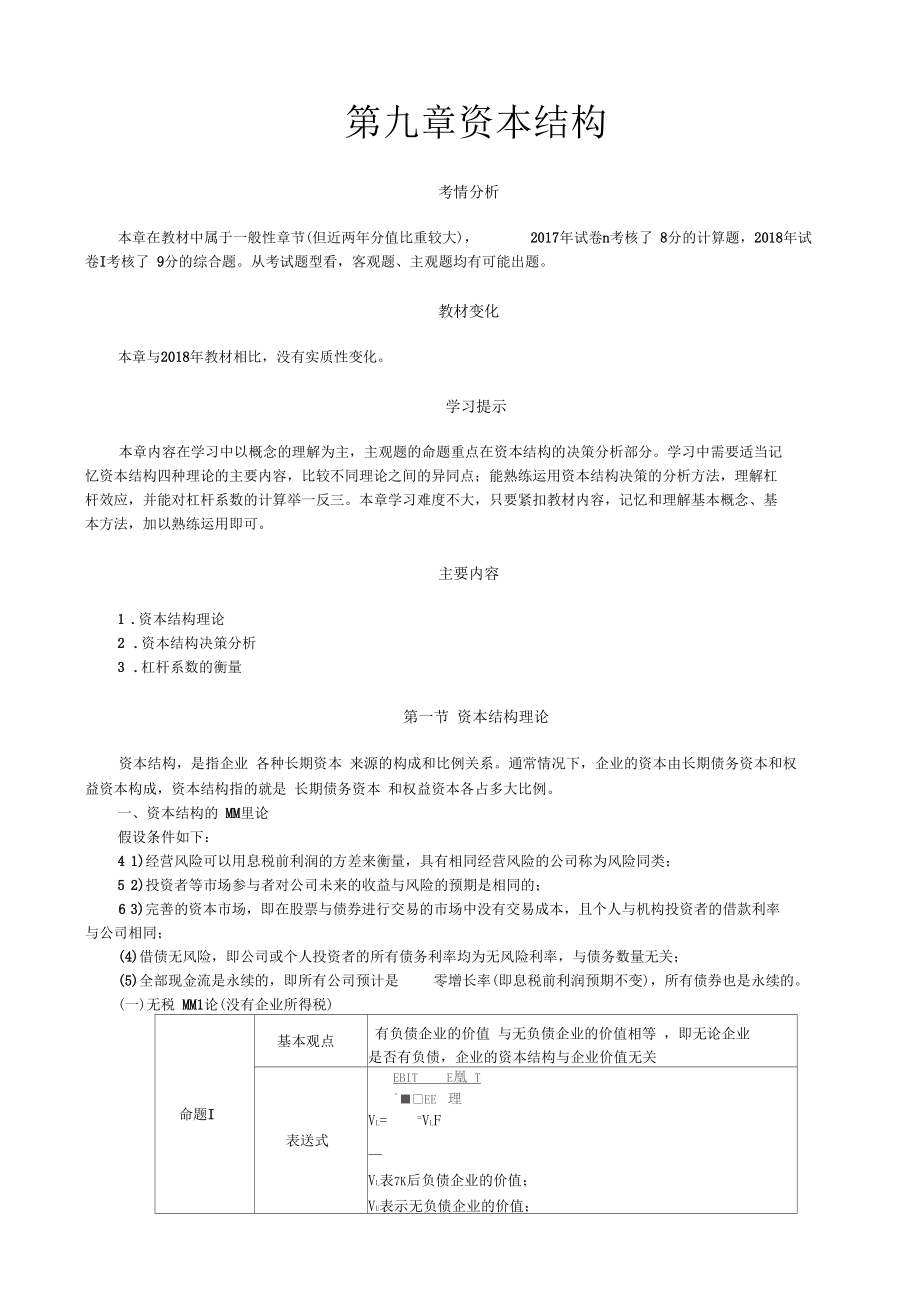 实用文档资本结构的MM理论.docx_第1页