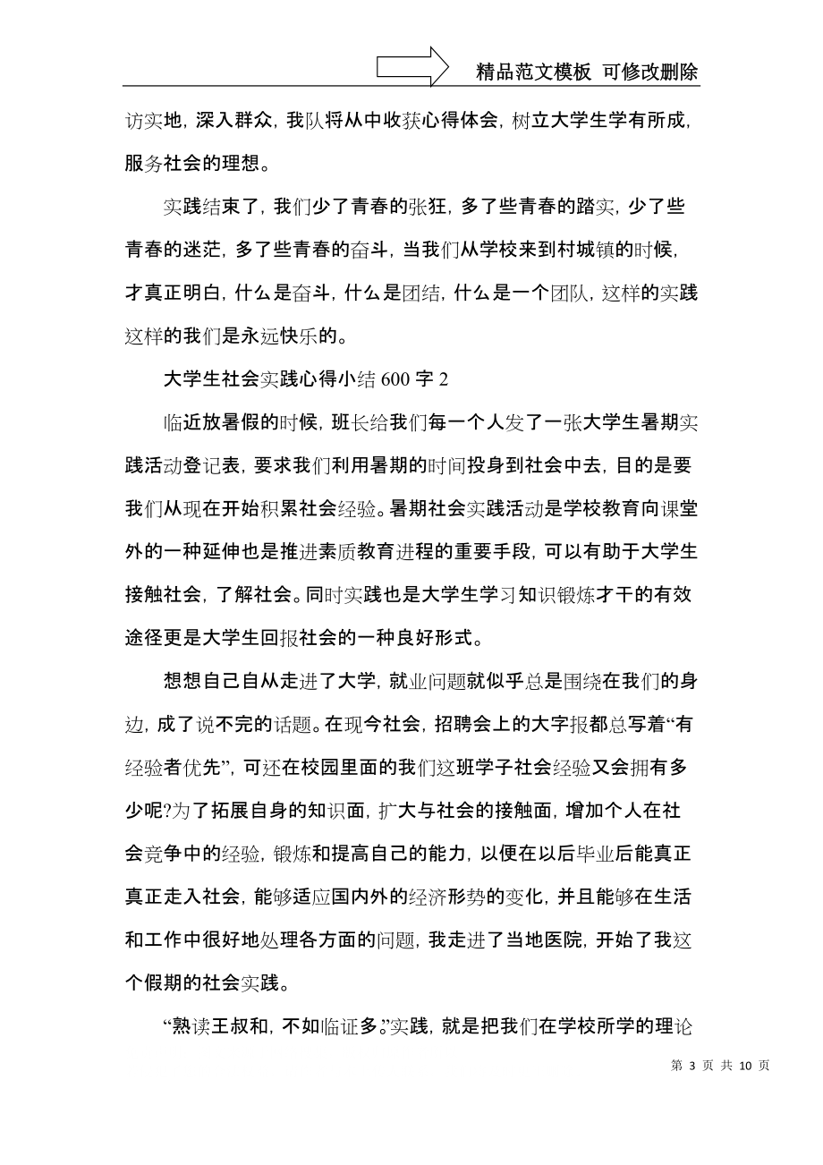 大学生社会实践心得小结600字五篇.docx_第3页