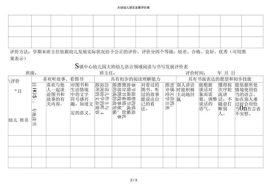 大班幼儿语言发展评价表.docx_第2页