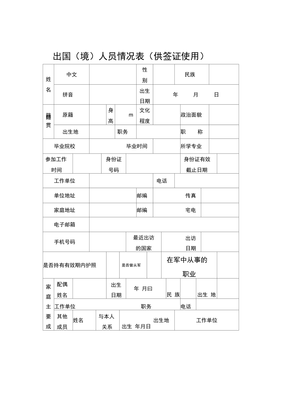 出国(境)人员情况表(供签证使用).doc_第1页