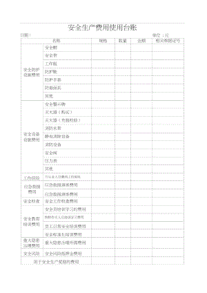 安全生产费用使用台账(3).doc