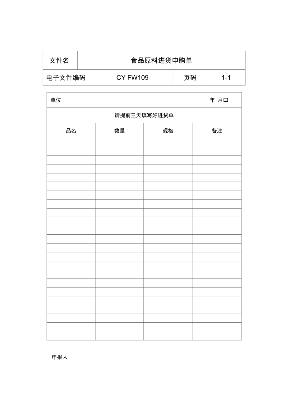 食品原料进货申购单.doc_第1页