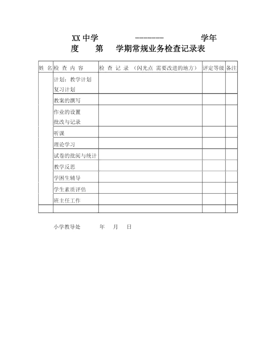 小学教学常规业务检查记录表.doc_第1页