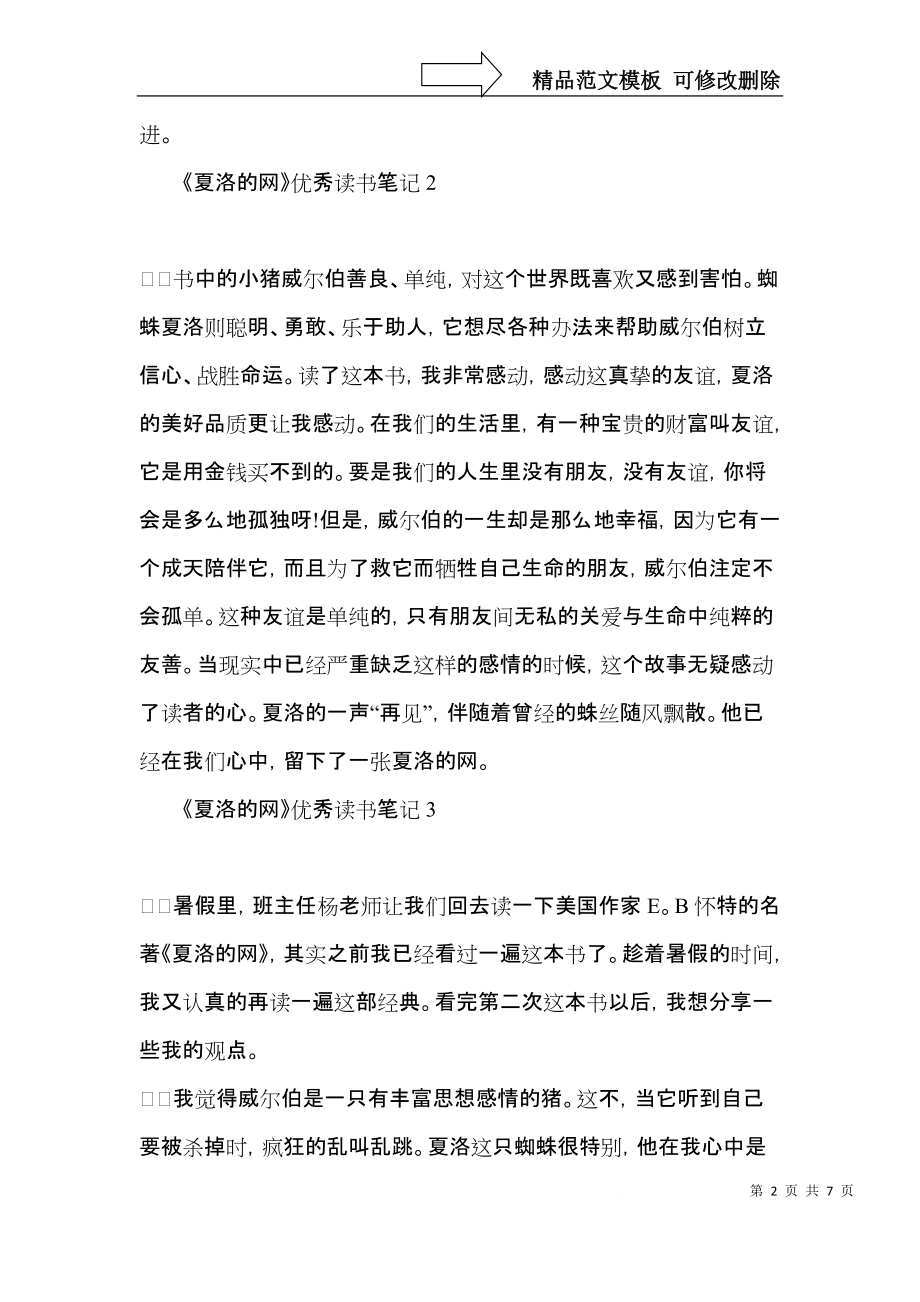 《夏洛的网》优秀读书笔记.docx_第2页