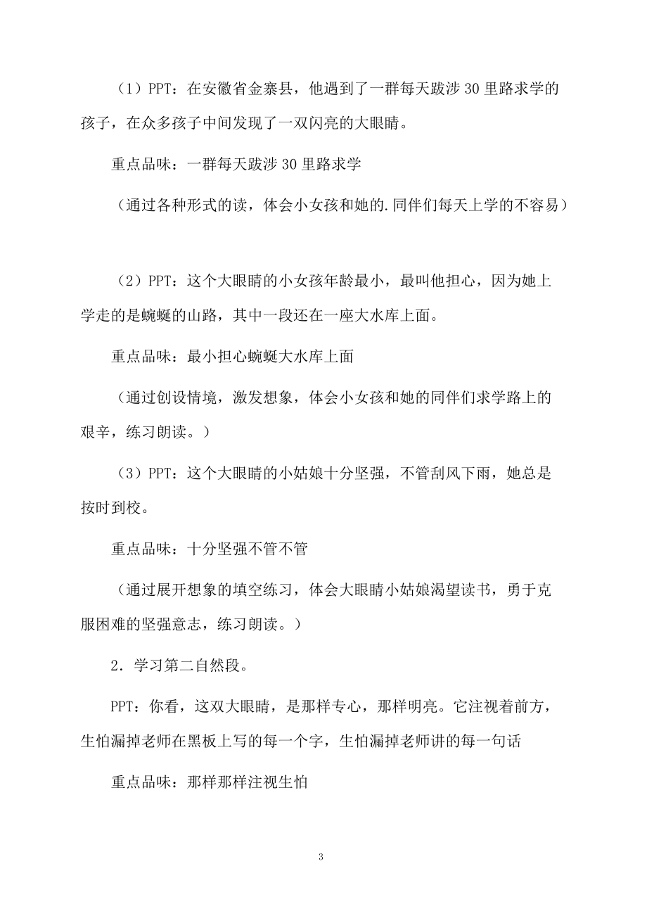 渴望读书的大眼睛教学设计方案.docx_第3页