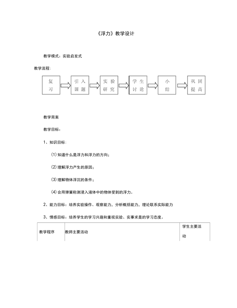 八年级物理浮力教学设计.docx_第1页