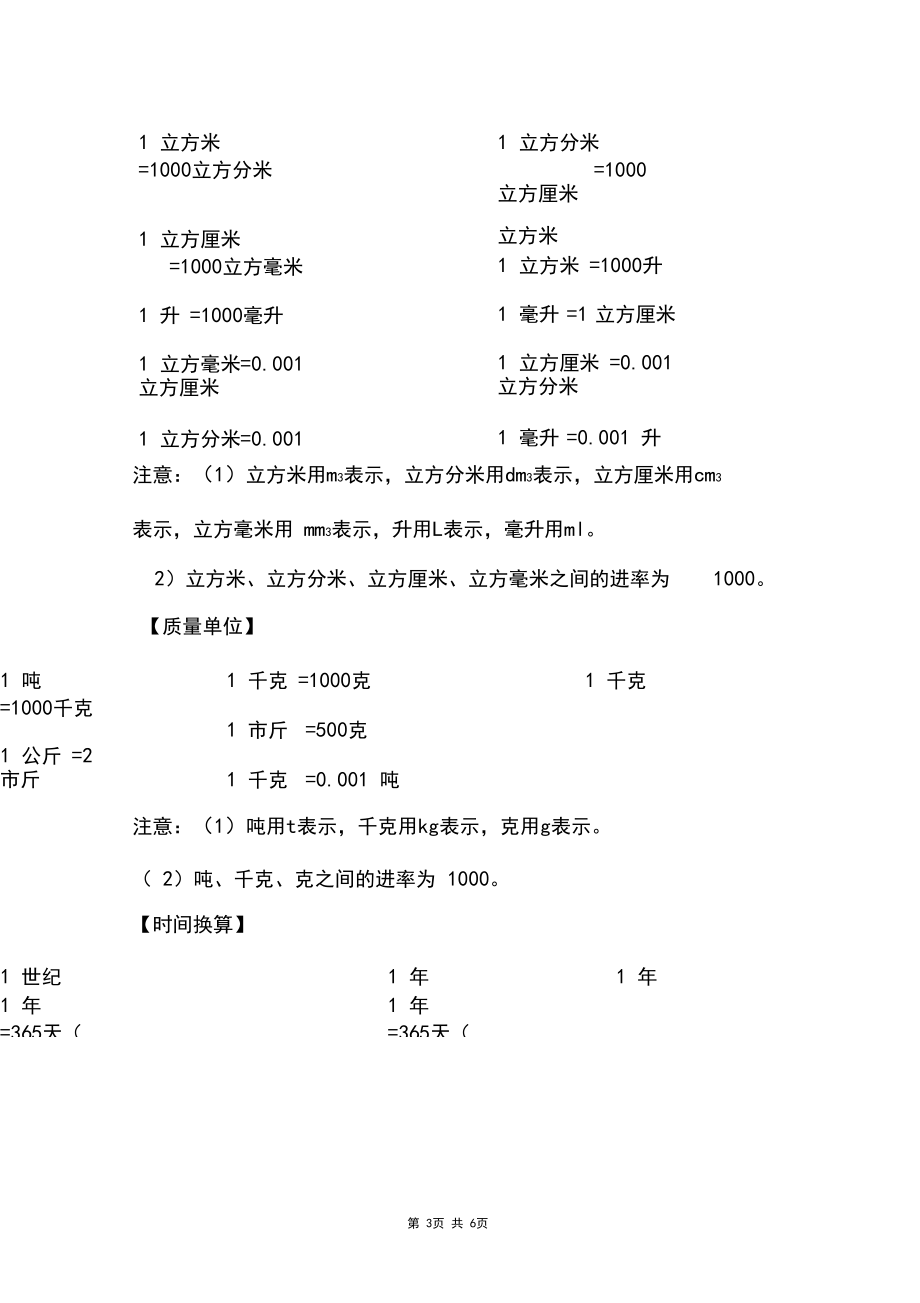 六年级数学概念、公式、单位换算完全总结.docx_第3页