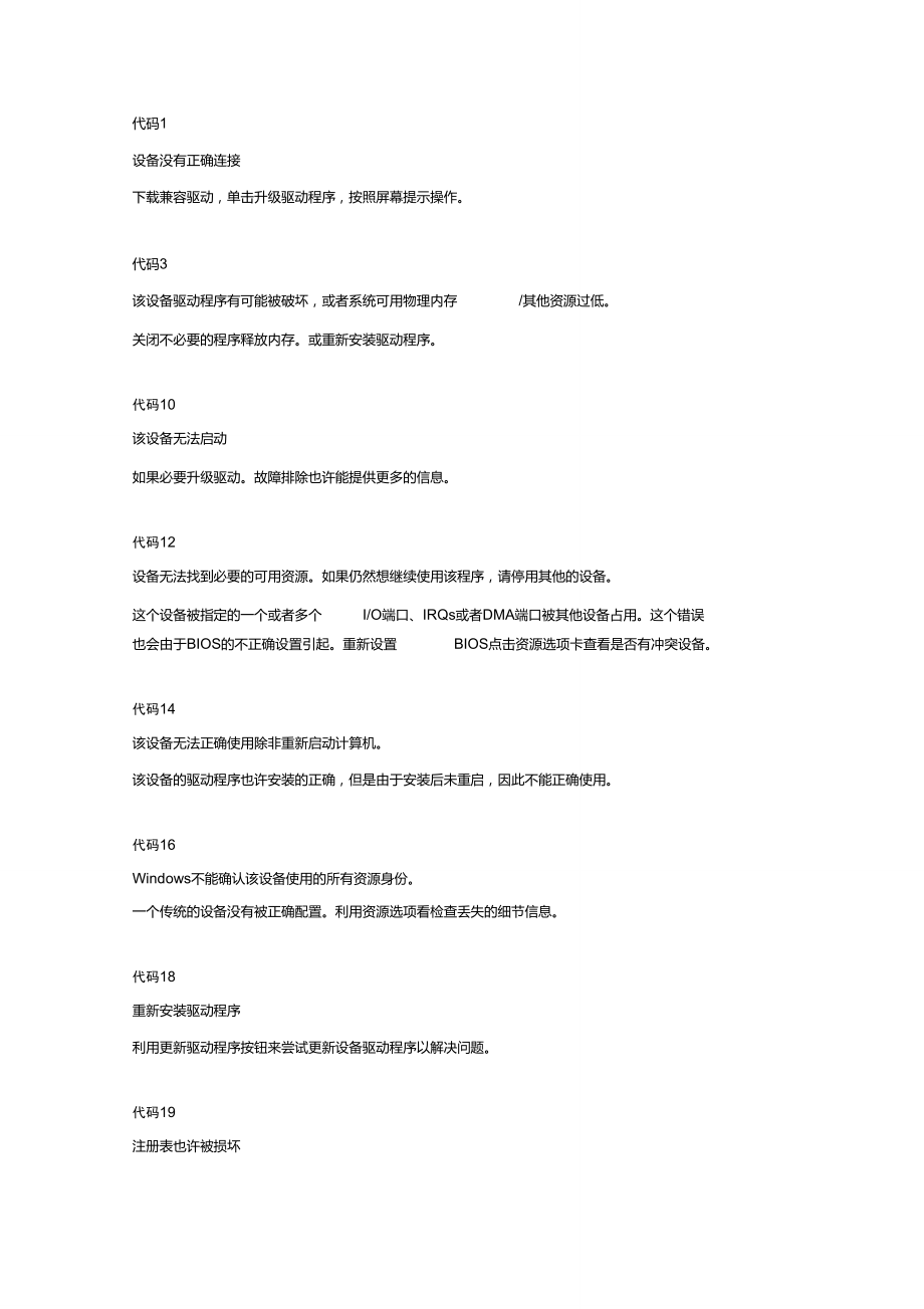 Windows7设备管理器下常见错误代码.doc_第1页