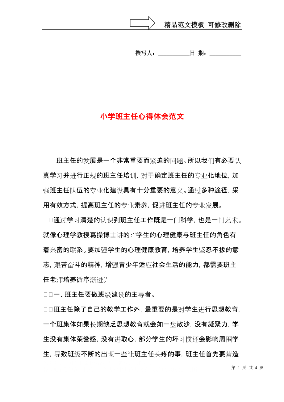 小学班主任心得体会范文.docx_第1页