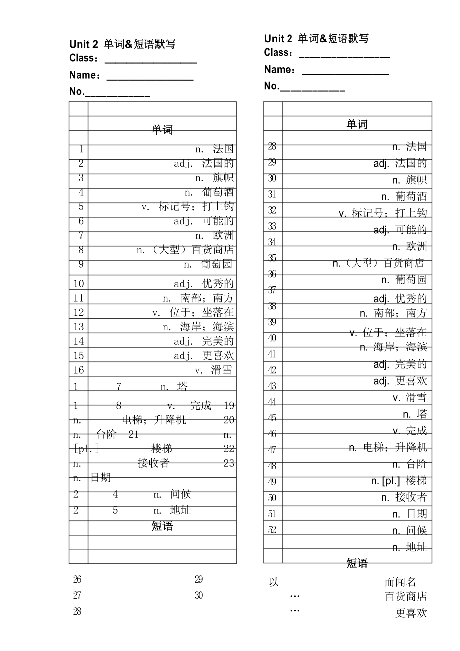 广州初中英语新版七年级下册单词短语默写表.docx_第2页