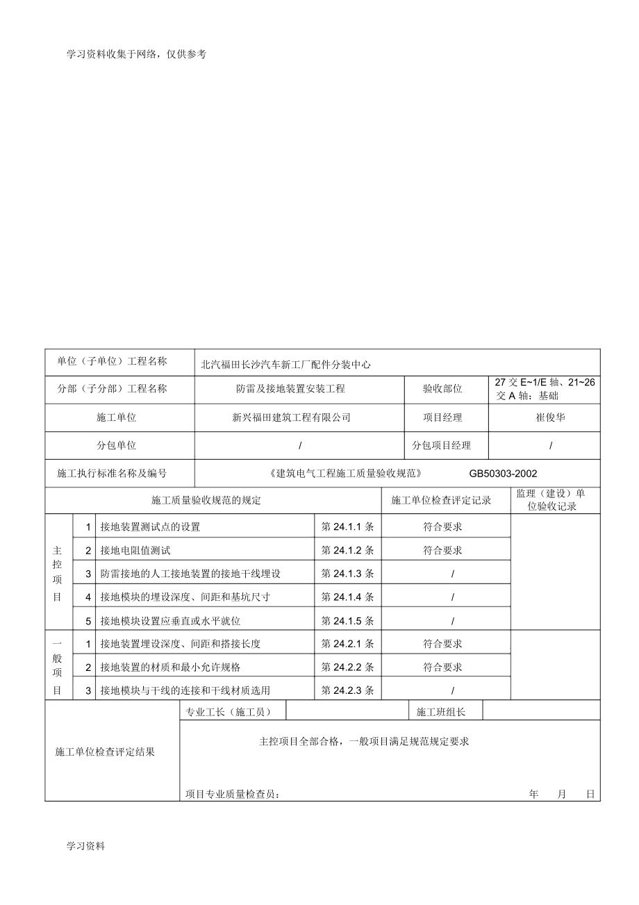 接地装置安装检验批质量验收记录表_6279.docx_第2页