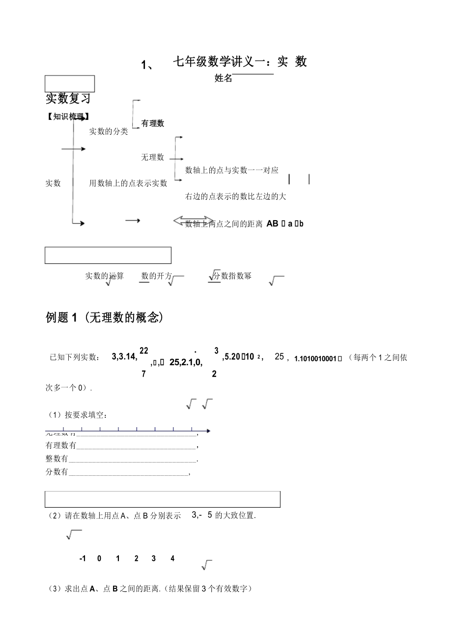 七年级数学讲义一：实数.docx_第1页