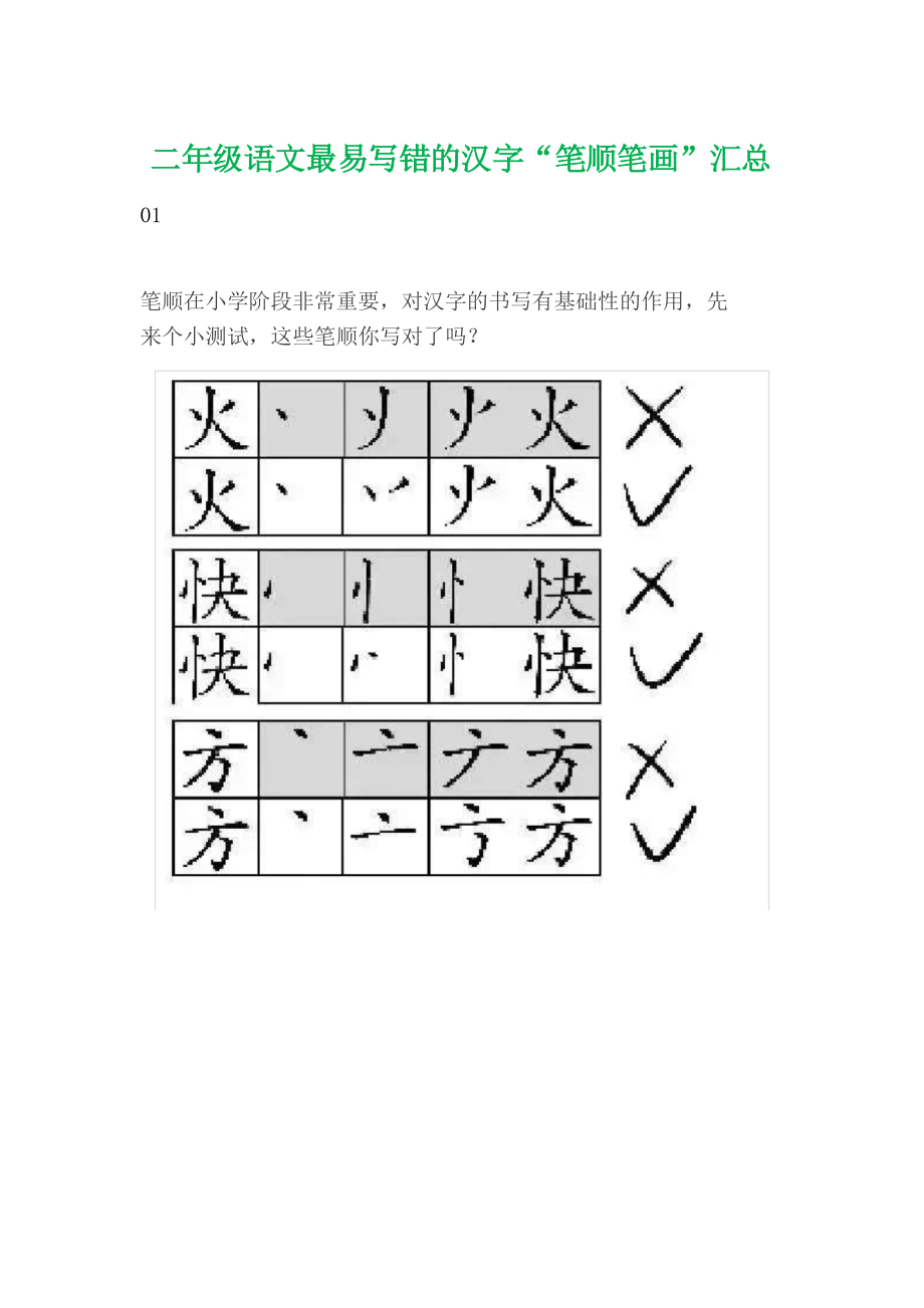 部编版二年级语文最易写错的汉字“笔顺笔画”汇总.docx_第1页