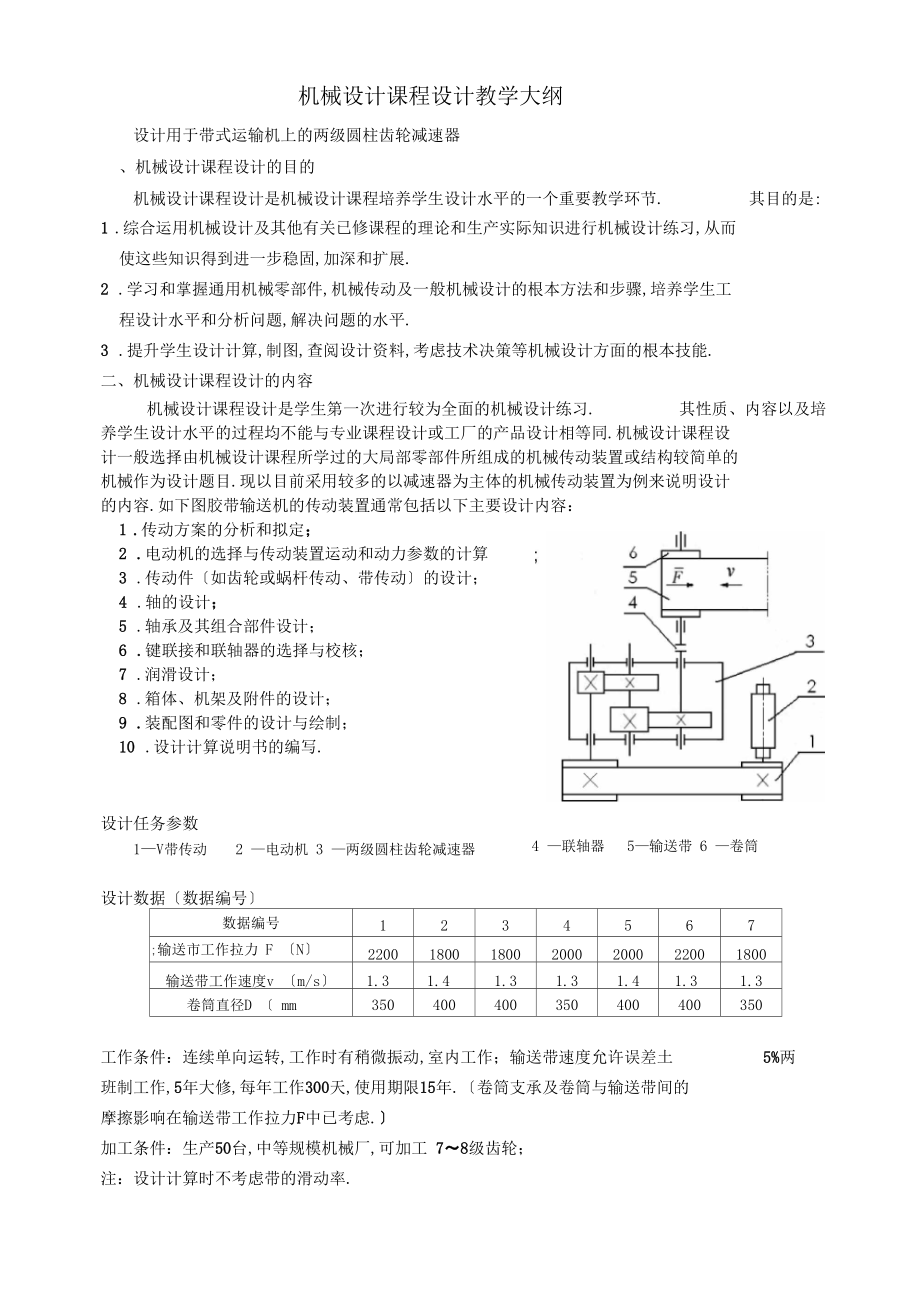 机械设计课程设计教学大纲要点.docx_第1页