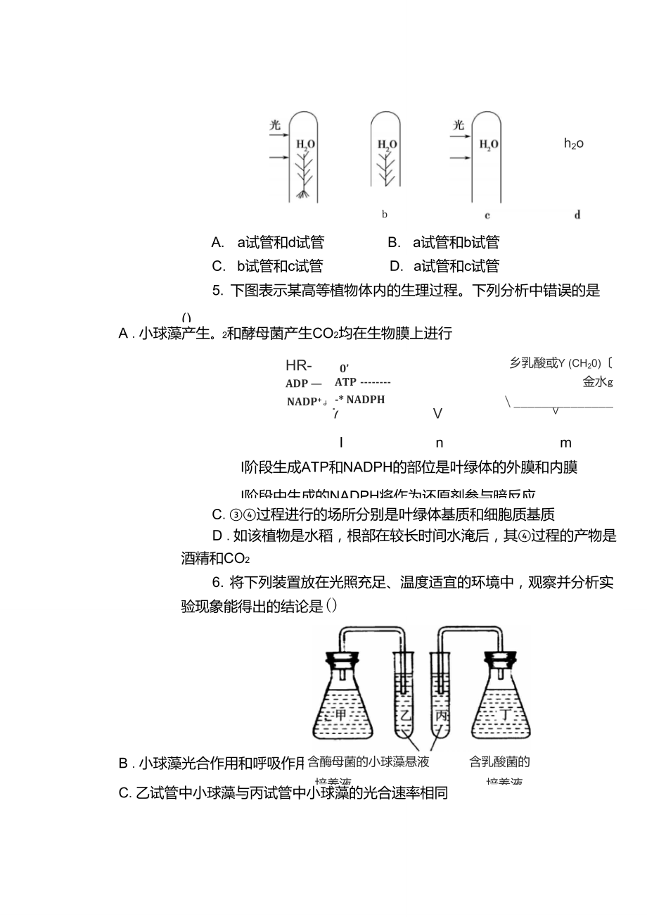 【金榜新学案,复习参考】高三生物课时精练：第12讲光合作用和细胞呼吸的综合资料.doc_第3页