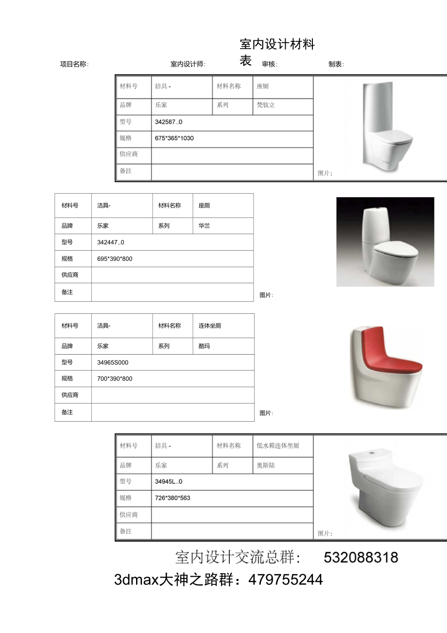 《常用洁具材料表》汇总.doc_第1页