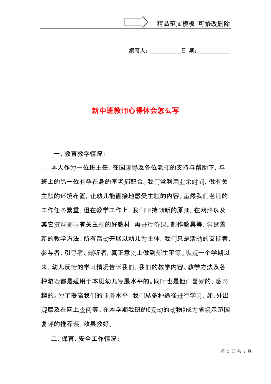 新中班教师心得体会怎么写.docx_第1页