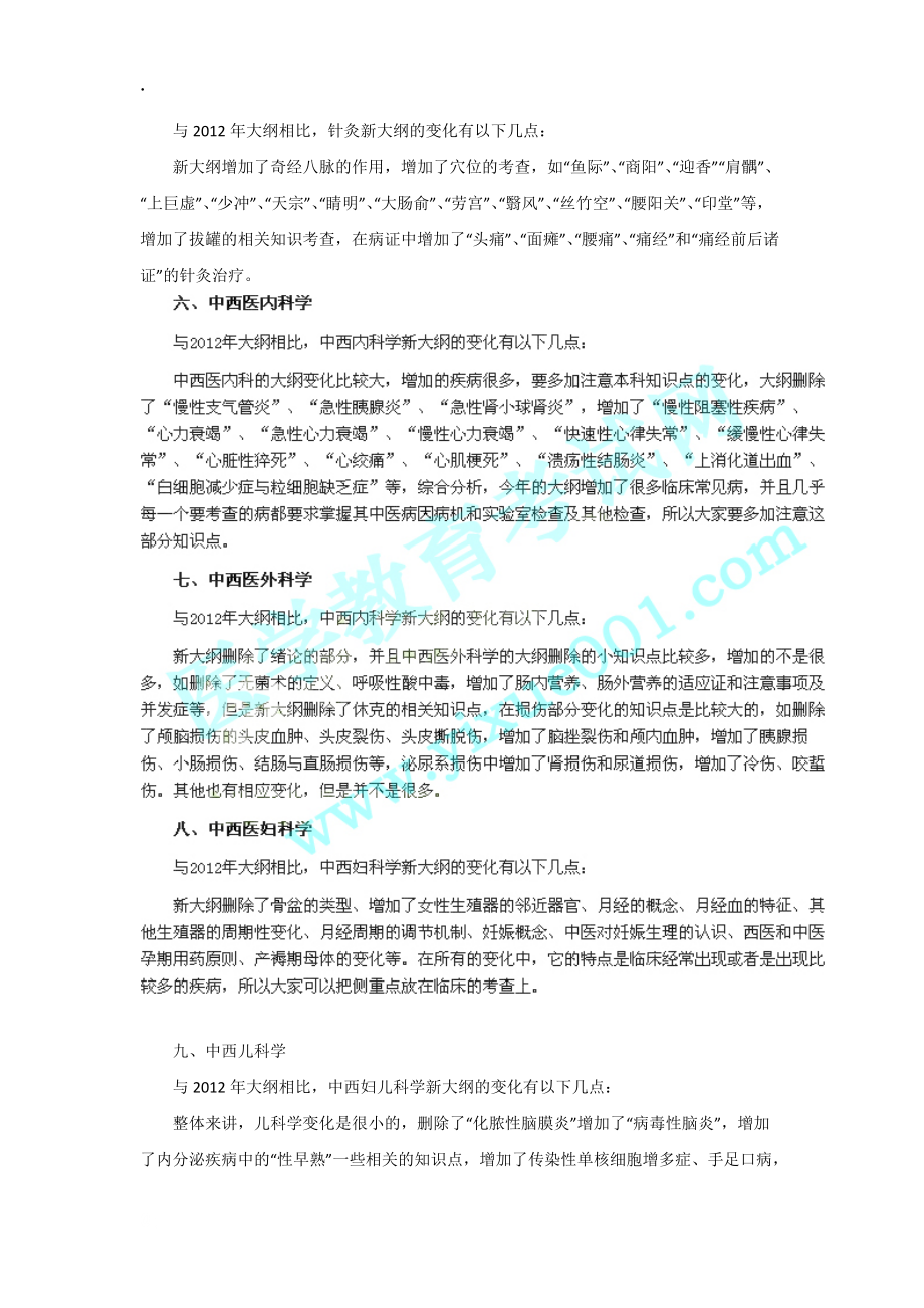 2013年中西医助理医师考试大纲新变化情况.docx_第2页