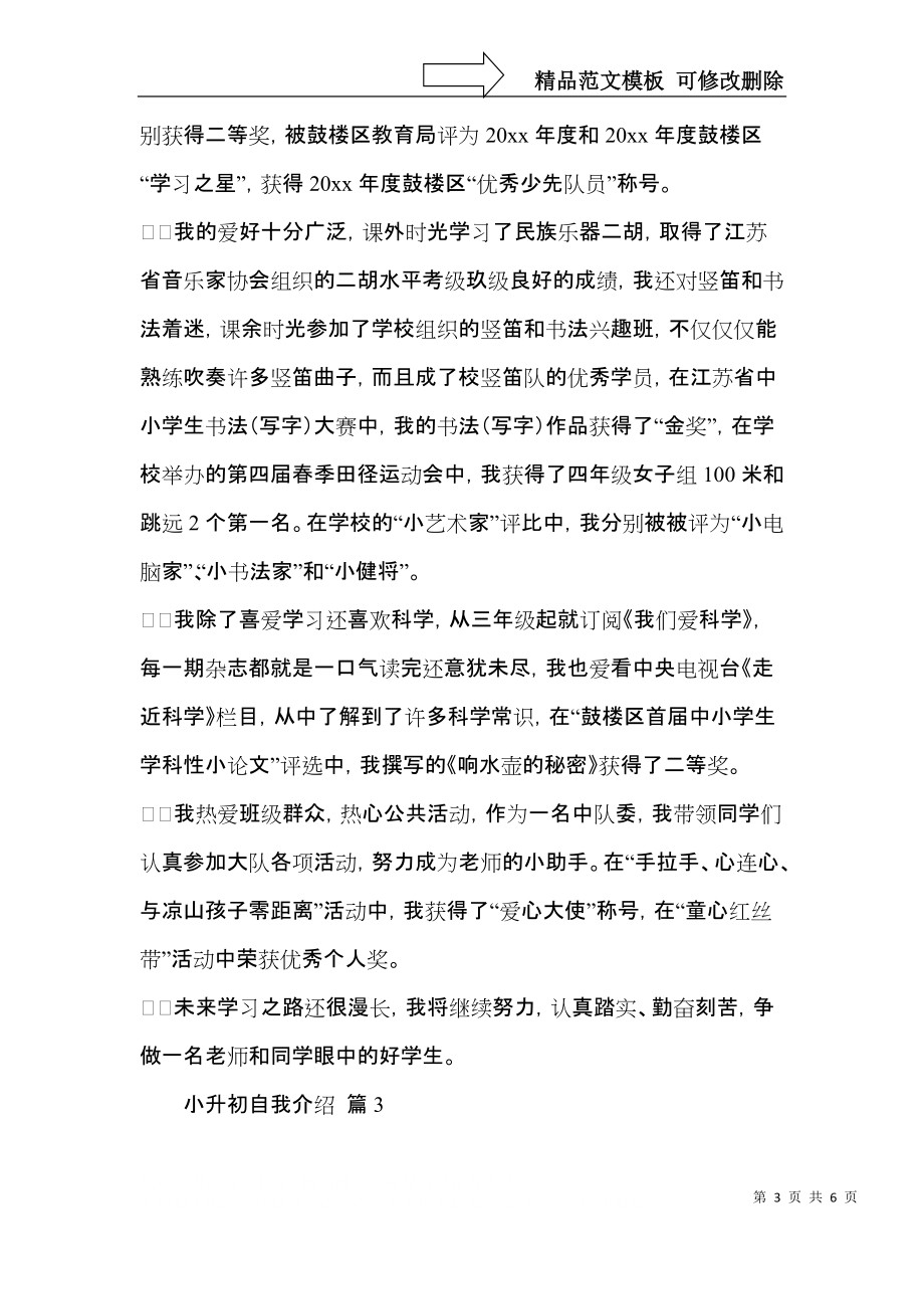 必备小升初自我介绍范文集合四篇.docx_第3页