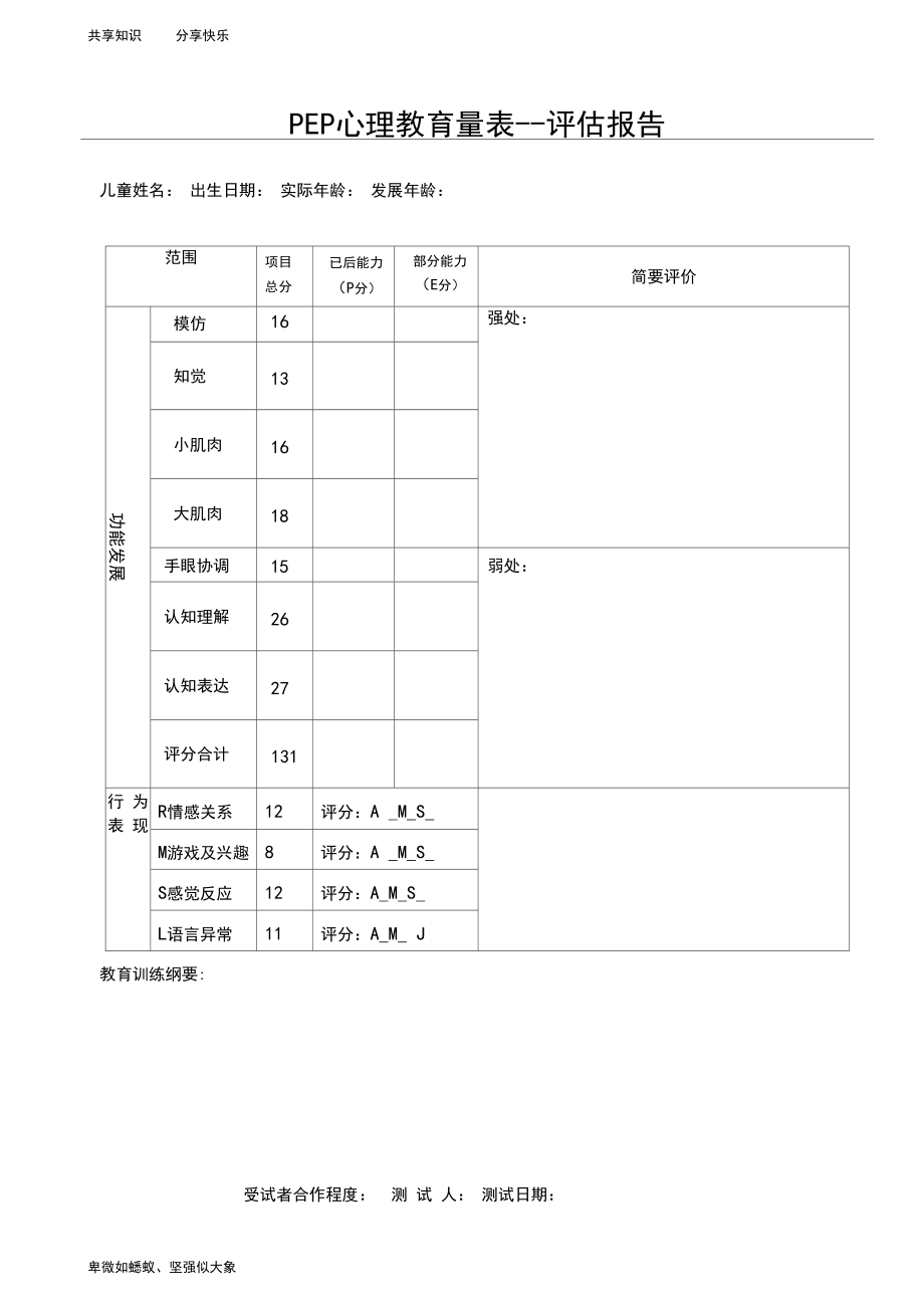 PEP-3心理教育量表--评估报告.docx_第1页