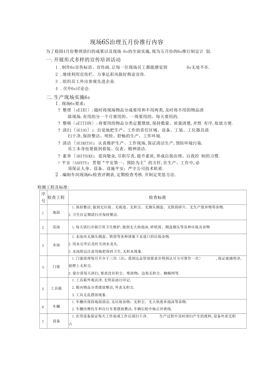 现场6S管理五月份推行内容9.docx_第1页