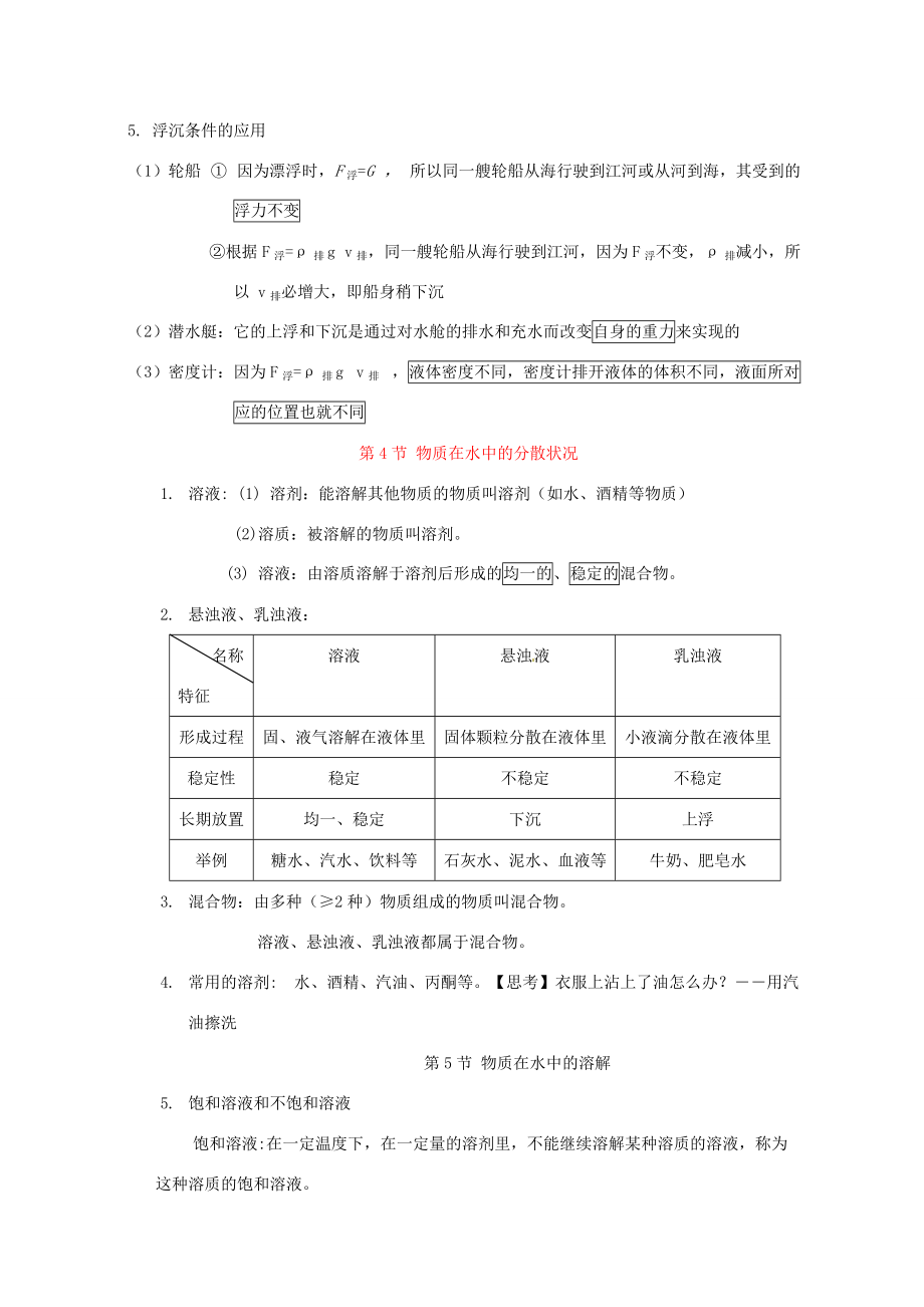 八年级科学上册 第一章 水和水的溶液知识要点 浙教版.doc_第3页