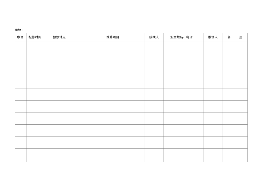 北京海中物业维修记录表.doc_第1页