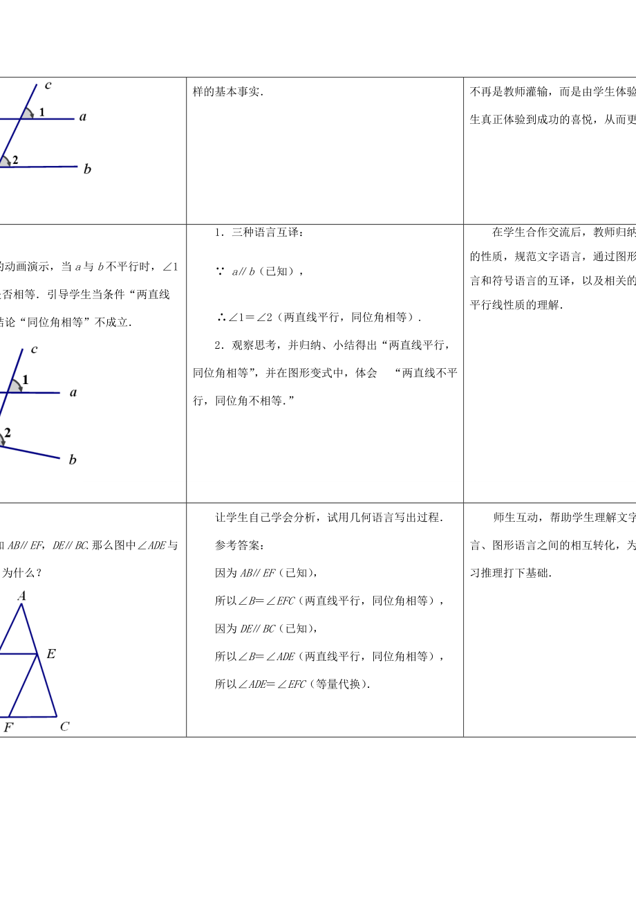 2013-2014学年七年级数学下册 7.2 探索平行线的性质教案（1） （新版）苏科版.doc_第2页