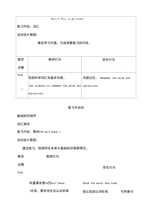 人教新目标版七年级英语上册Unit3Thisismysister复习教案.docx