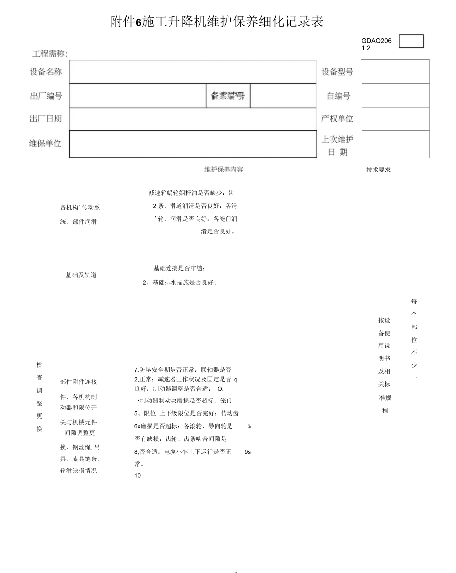 施工升降机维护保养细化记录表.docx_第1页