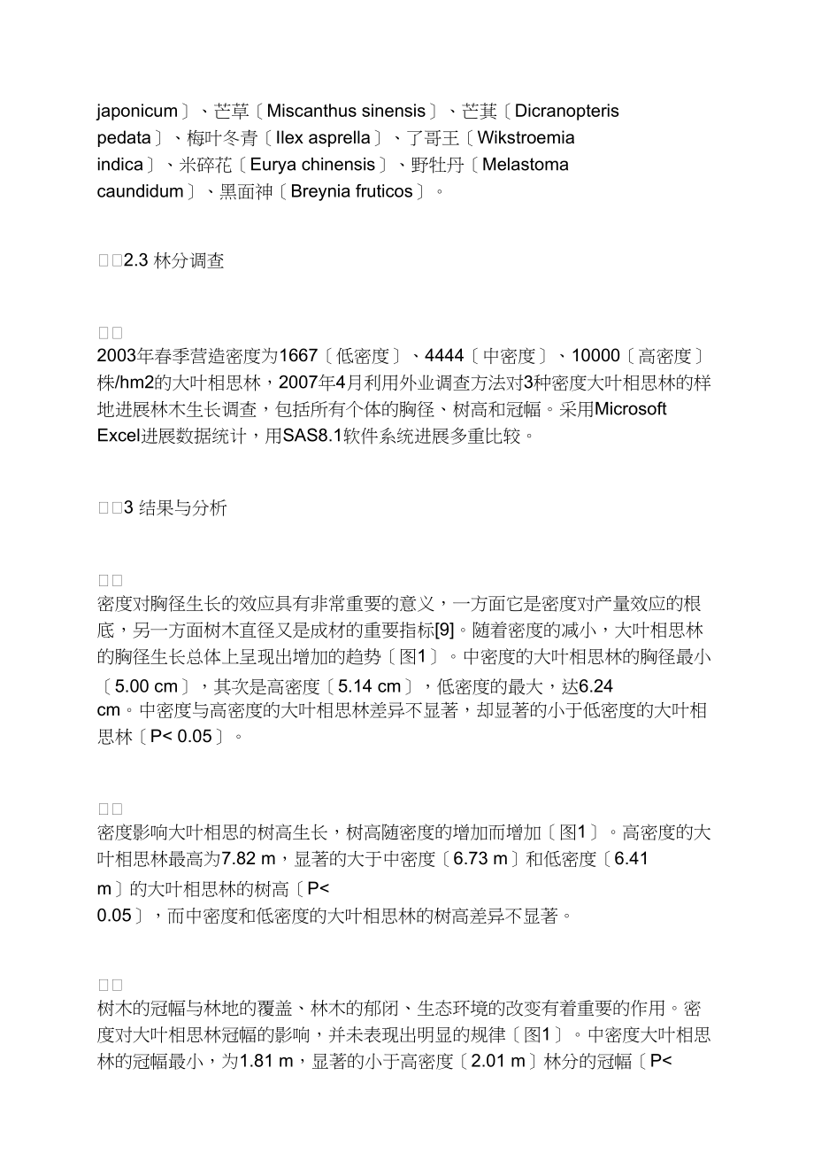 不同密度大叶相思林生长分析.docx_第3页