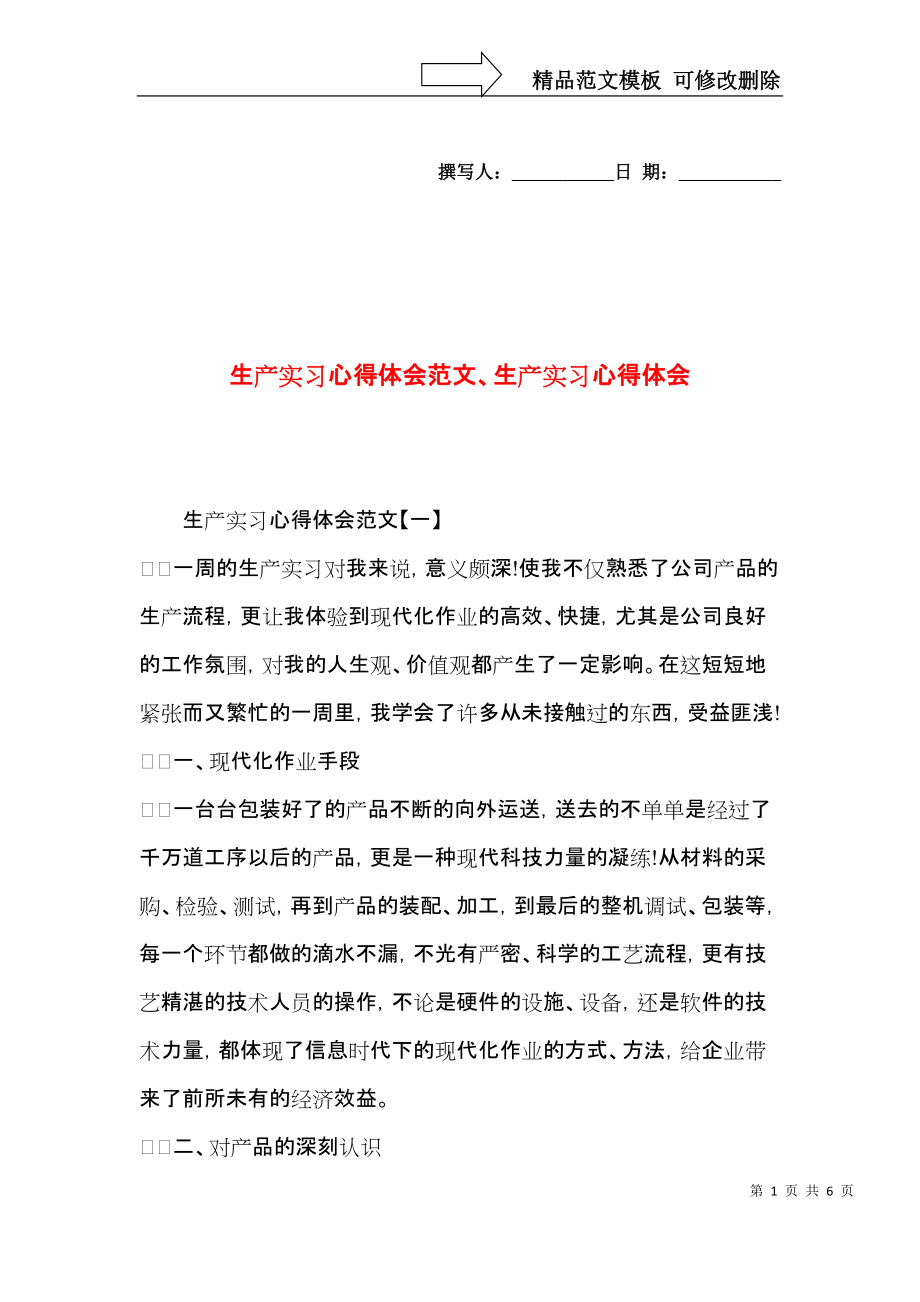 生产实习心得体会范文、生产实习心得体会.docx_第1页