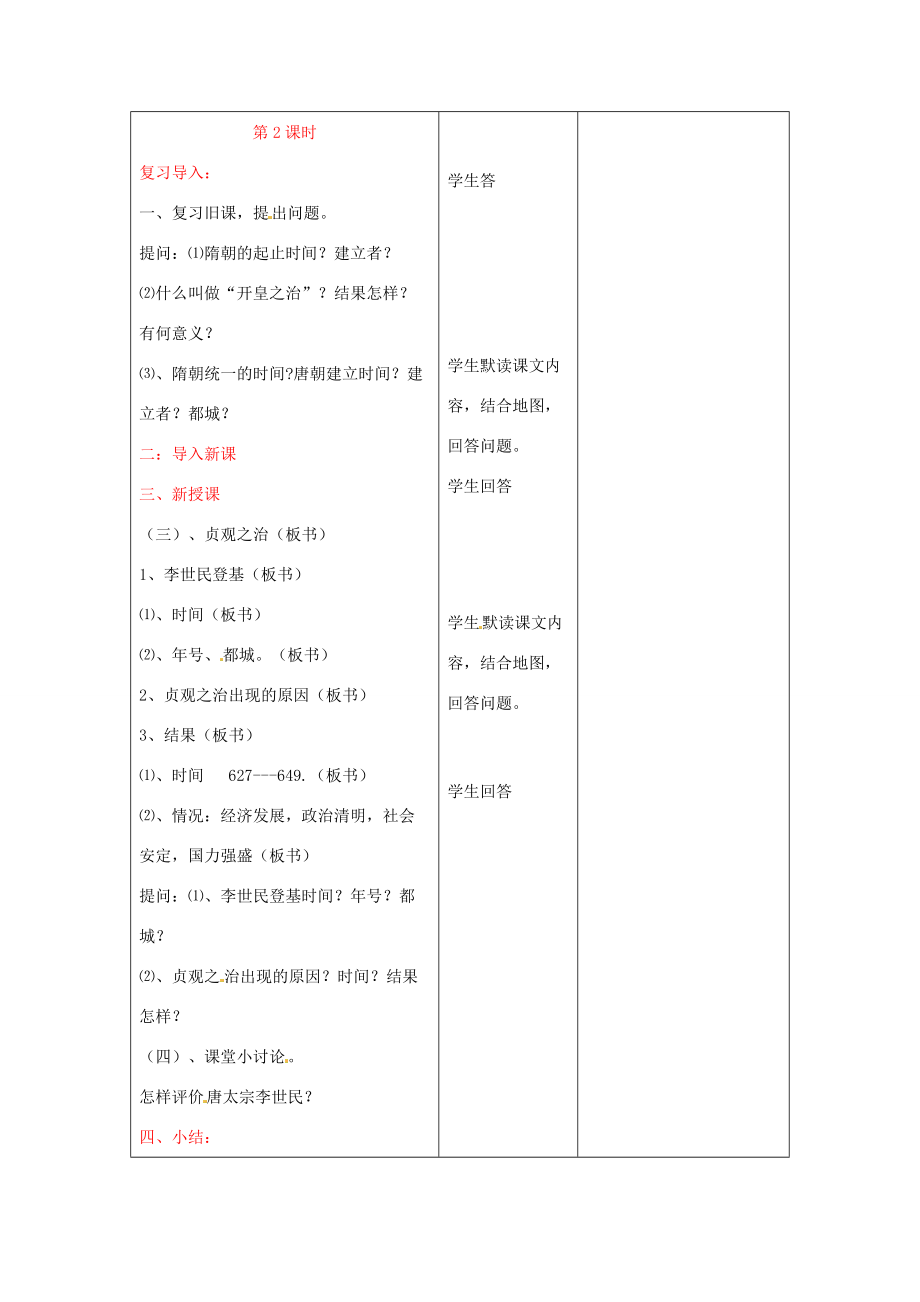 七年级历史下册 6.1《从“开皇之治”到“贞观之治”》教案 川教版.doc_第3页