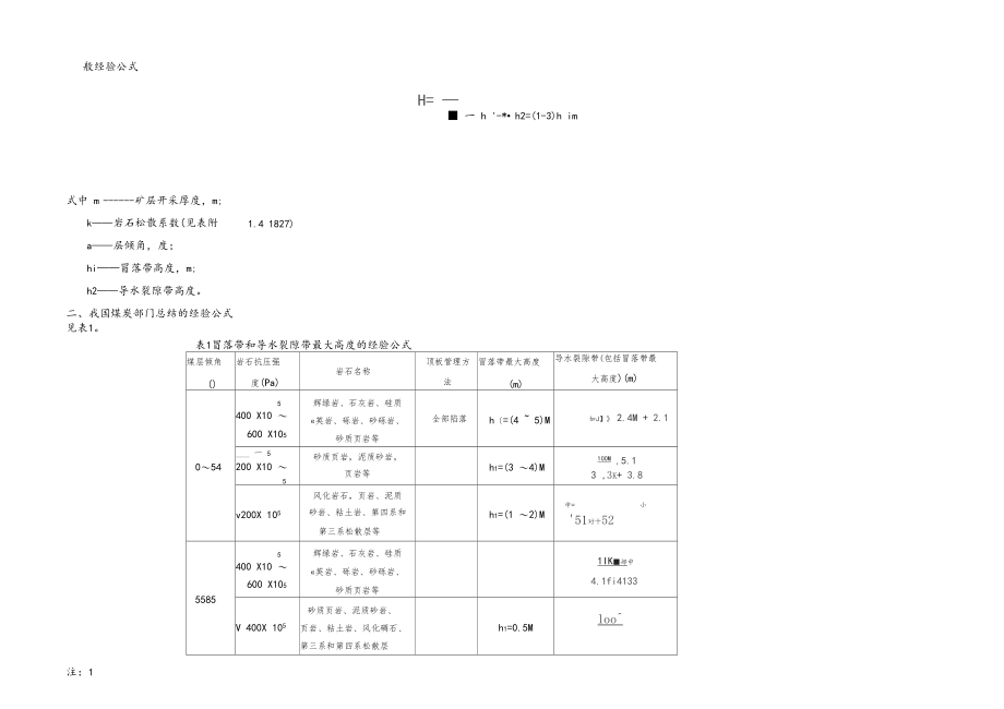 冒落带和导水裂隙带最大高度的计算方法.docx_第1页