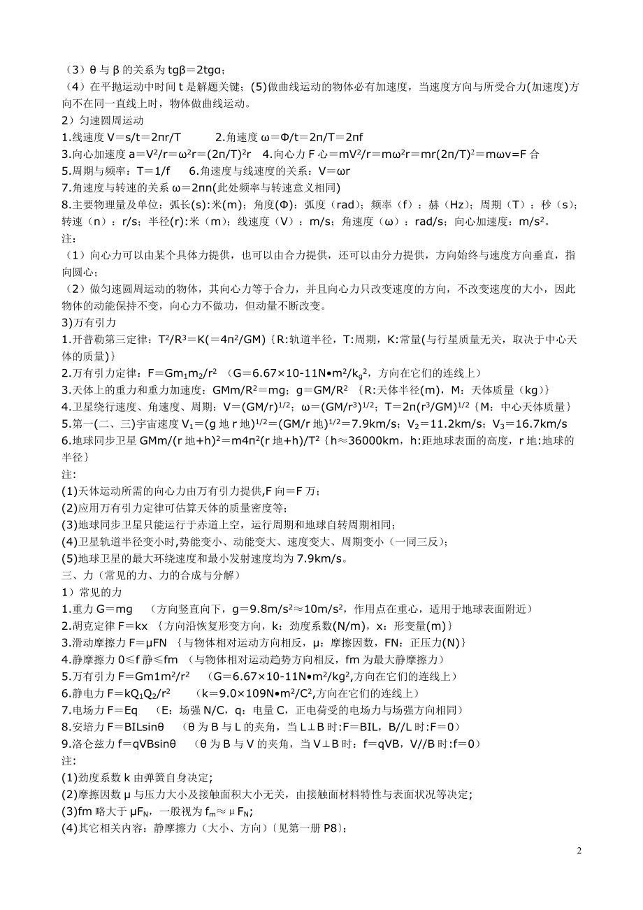 高中物理公式大全高一.doc_第2页