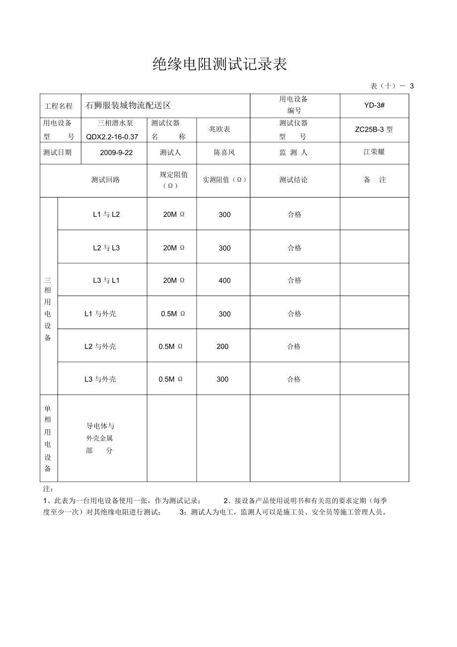 绝缘电阻测试记录簿表.docx_第3页