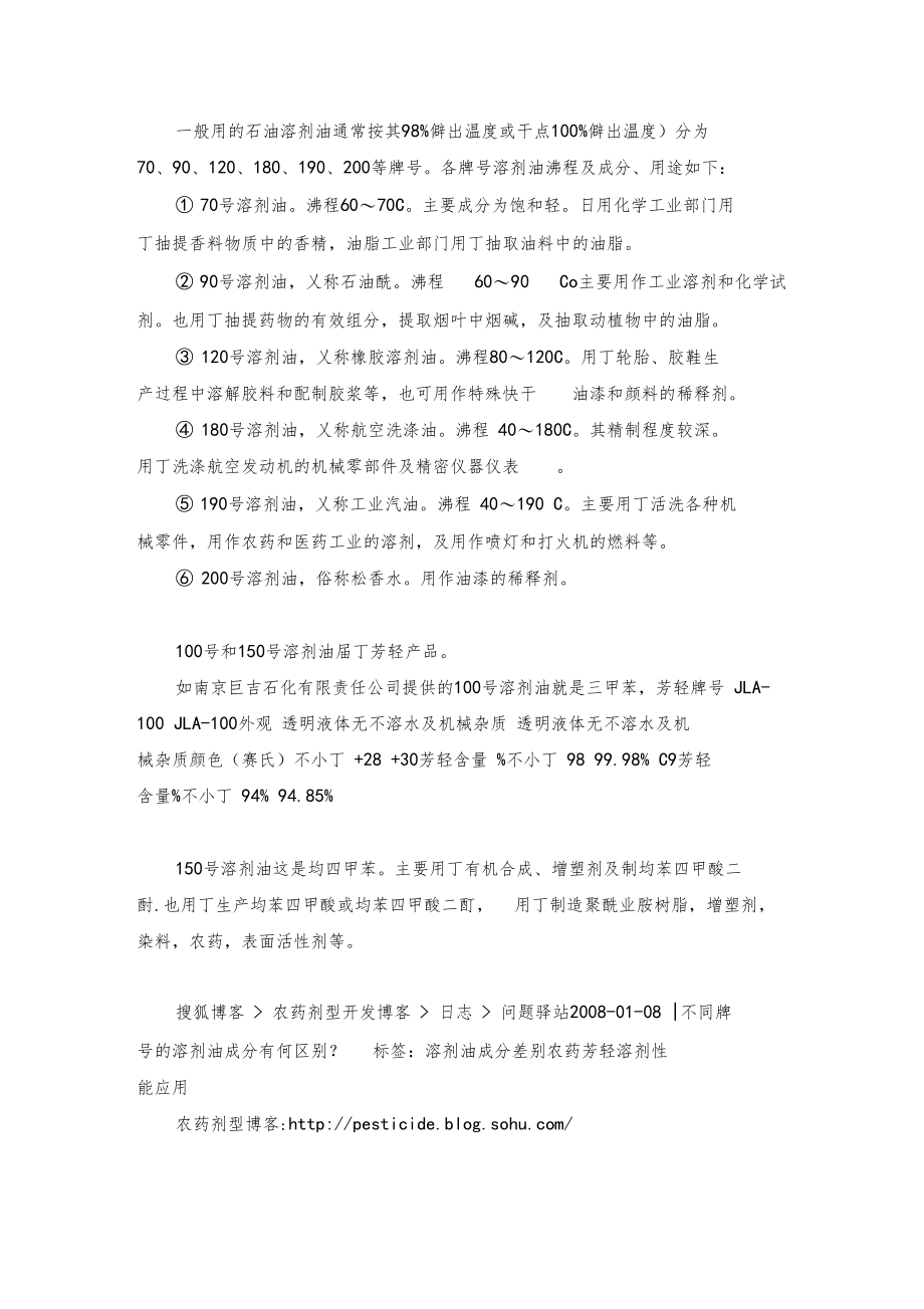 各类溶剂油相关介绍.docx_第1页