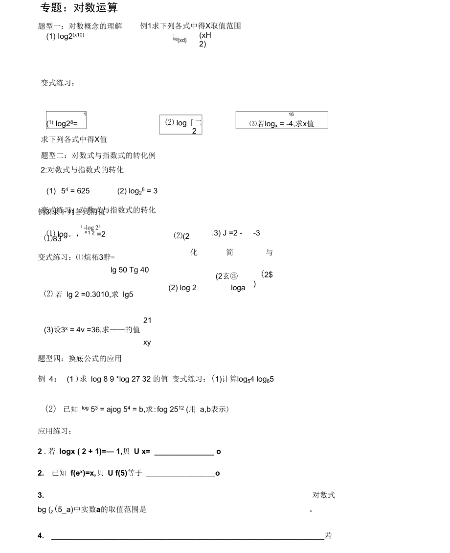 专题：对数运算知识归纳及类型题总结.doc_第1页